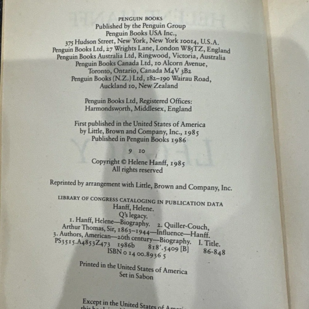 Q's Legacy, Paperback by Hanff, Helene, Great Condition
